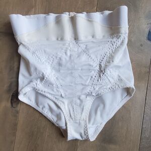 Vtg Adonna Tummy Control Girdle Panty Shiny Satin White Medium Lingerie USA Made